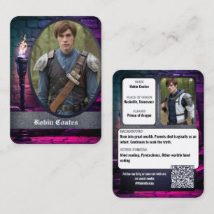 Cartes de commerce de cosplay Coscard médiévales