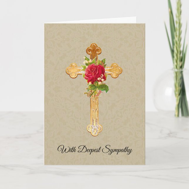 Cartes de condoléances chrétiennes Croix Rouge Ros (Devant)