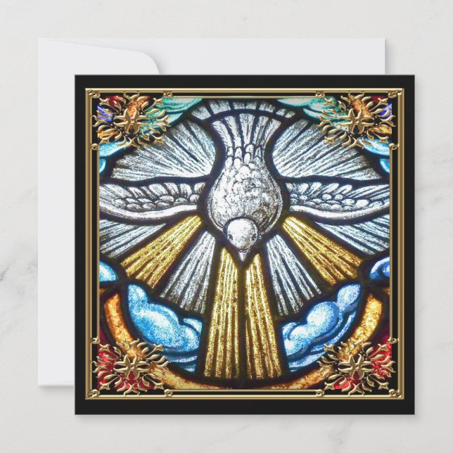Cartes de condoléances de la colombe de vitrail ma (Devant)
