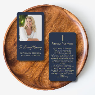 Cartes de condoléances funéraires or bleu pour pri