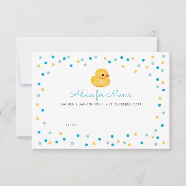 Cartes de conseil Baby shower| Canard en caoutchou (Devant)