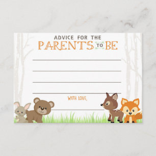 Cartes de conseil Baby shower de camping Woodland
