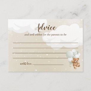 Cartes de conseil Baby shower de l'ours en peluche
