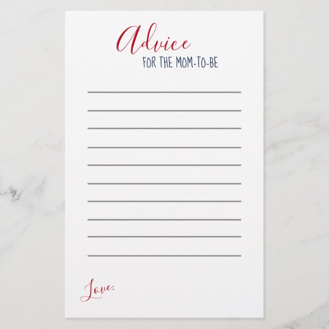 Cartes de conseil Baby shower en bande blanche rou (Devant)