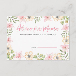 Cartes de conseil baby shower Fleur rose blanche