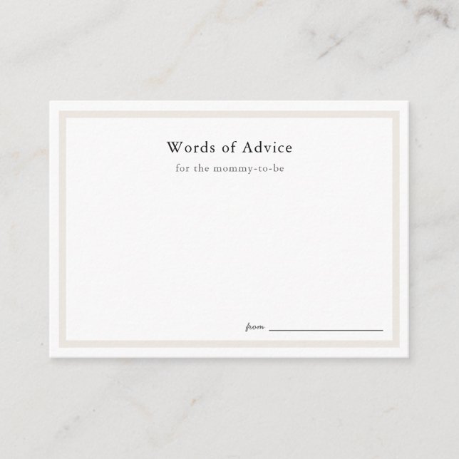 Cartes de conseil Baby shower simples (Devant)