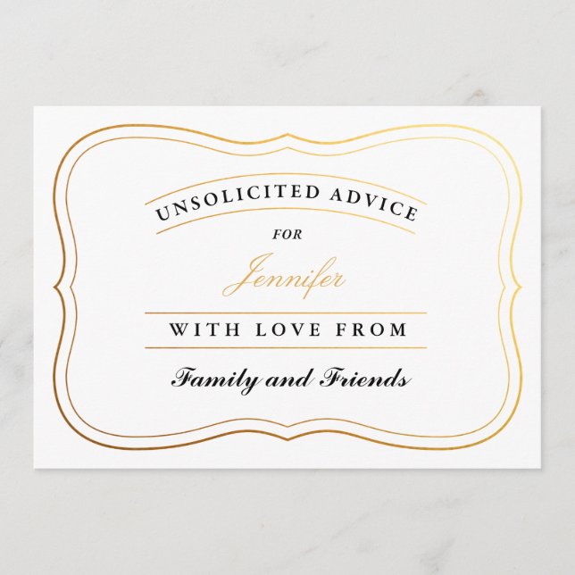 Cartes de conseil de douche personnalisées Mariée  (Devant)