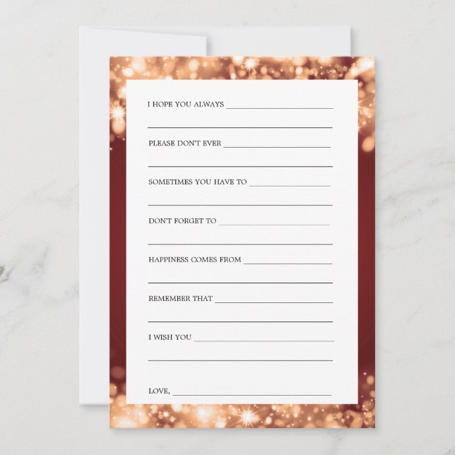 Cartes de conseil de Fête des mariées Gold Feux d' (Devant)