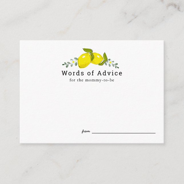 Cartes de conseil en Baby shower de citron vert (Devant)