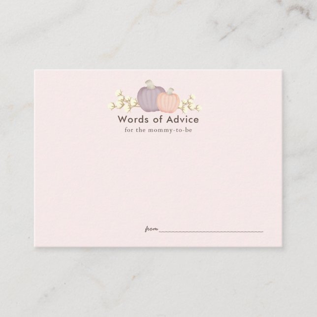 Cartes de conseil en Baby shower rose Citrouille d (Devant)