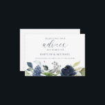 Cartes de conseil en Fête des mariées mariage Aqua<br><div class="desc">Bouquet bleu marine ou Mariage Cartes de conseil : Ce design présente un magnifique bouquet floral bleu marine à l'arrière avec une pointe de parties scintillant argentée. Lorsque vos invités écrivent leurs conseils et des souhaits pour le couple, ils peuvent retourner la carte pour garder leur message privé s'ils le...</div>