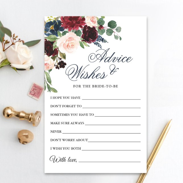 Cartes de conseil et de souhaits floraux Blush Nav (Créateur téléchargé)