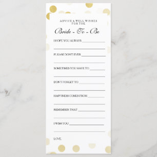 Cartes de conseil Fête des mariées Faux Gold Foil
