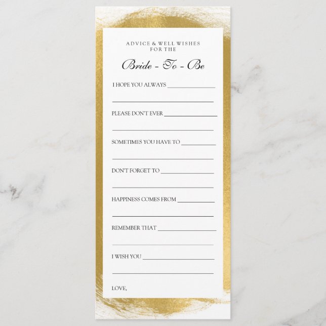 Cartes de conseil Fête des mariées Gold Peinture L (Devant)