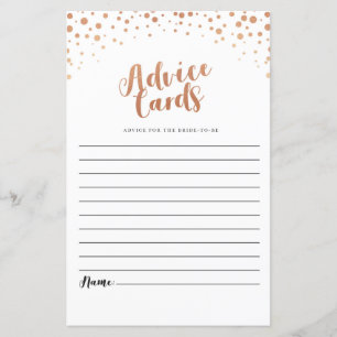 Cartes de conseil Fête des mariées Rose Gold Confe