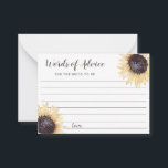 Cartes de conseil Mariage Sunflower Blooms<br><div class="desc">Ajoutez une touche spéciale aux douches mariages et nuptiales avec ces cartes de conseils doublées illustrant un style aquarelle illustrant de belles fleurs de tournesol en jaune et marron.</div>