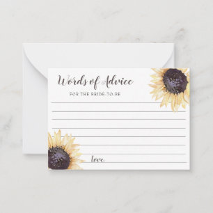 Cartes de conseil Mariage Sunflower Blooms