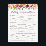 Cartes de conseil Mariages à fleurs automnales, ro<br><div class="desc">Nos cartes-conseils florales d'automne remplies de blanc avec des fleurs orange, bordeaux, crème et rose sont une activité amusante pour avoir une réception de mariage ou une douche nuptiale. Vous pouvez modifier le libellé du titre si vous le souhaitez en utilisant l'outil "Personnalisez ce modèle" de Zazzle. N'oubliez pas de...</div>