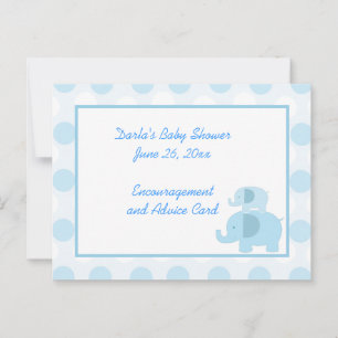 Cartes de conseil pour Baby shower Eléphant Bleu M
