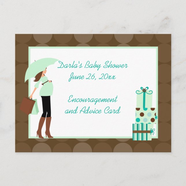 Cartes de conseil pour Baby shower maman (verte) (Devant)