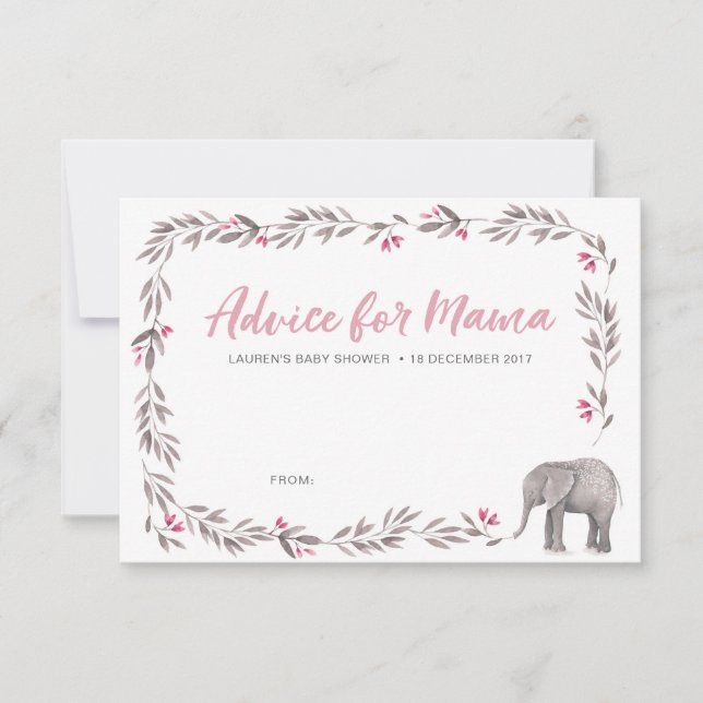 Cartes de conseil pour Baby shower rose et gris él (Devant)