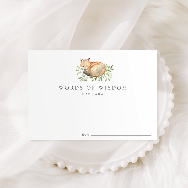 Cartes de conseil pour Baby showers Woodland Fox (Créateur téléchargé)