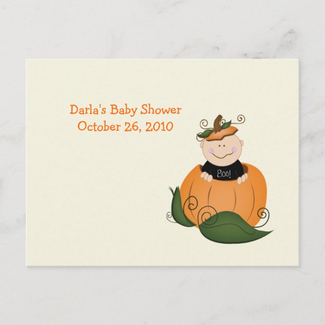 Cartes de conseil pour le Baby shower Citrouille d (Devant)