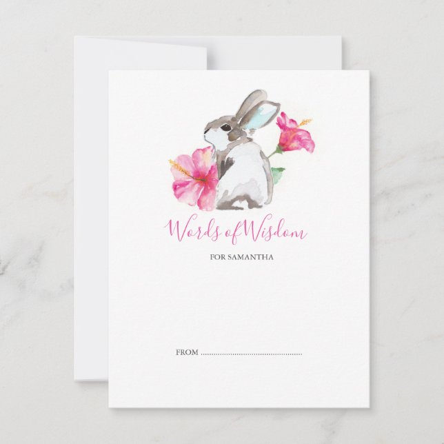 Cartes de conseil pour le Baby shower lapin mignon (Devant)