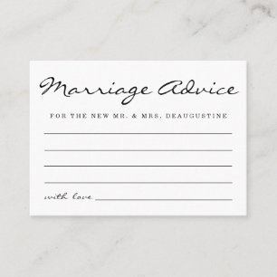 Cartes de conseil sur le mariage personnalisées Si
