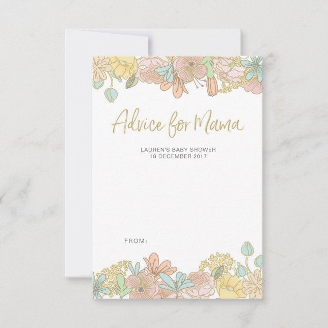 Cartes de conseils baby shower de fleurs de printe (Devant)