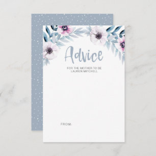 Cartes de conseils baby shower floral bleu violet