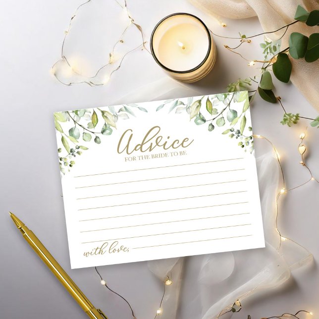 Cartes de conseils de Baby Shower de verdure d'euc (Créateur téléchargé)