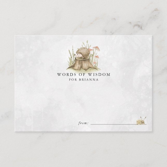 Cartes de conseils de Baby shower de Woodland Hedg (Devant)