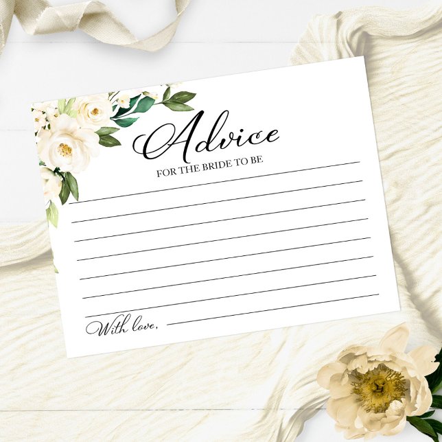 Cartes de conseils de Baby Shower Fleurs Blanches  (Créateur téléchargé)