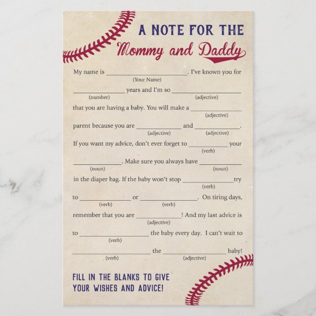 Cartes de conseils de baby shower sur le thème de  (Devant)