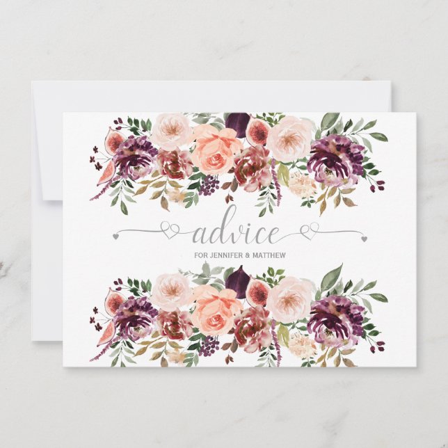 Cartes de conseils de fleurs aquarelles bohèmes d' (Devant)