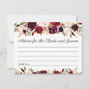 Cartes de conseils de mariage au Marsala et fleurs