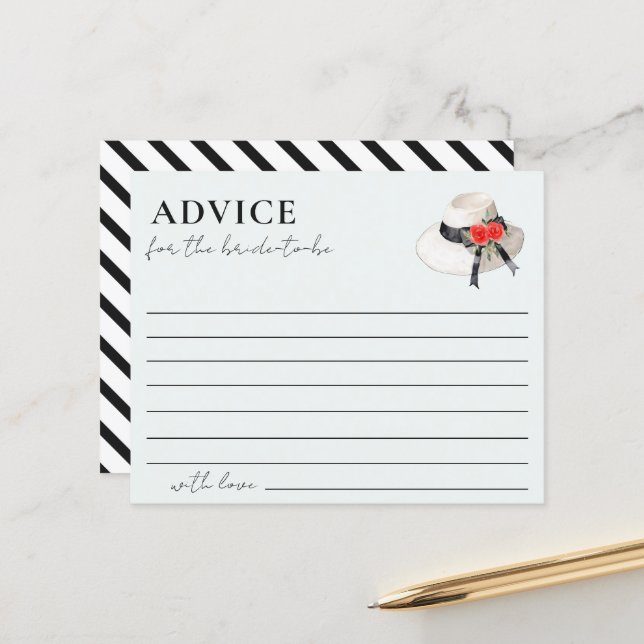 Cartes de conseils de mariage Chapeau de Derby Fle (Devant/Arrière en situation)