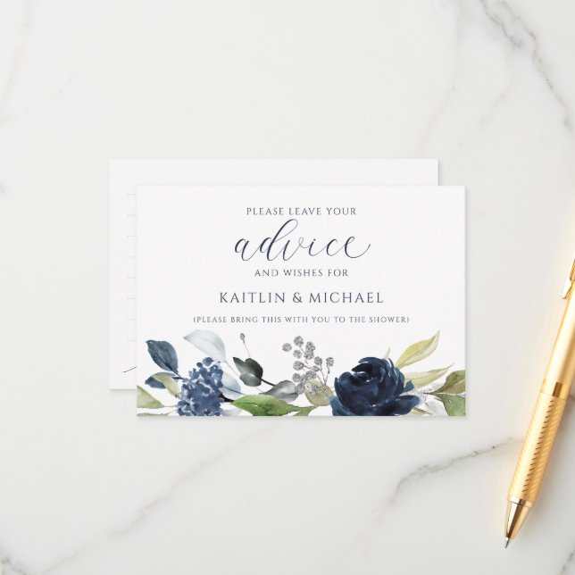 Cartes de conseils de mariage de fiançailles aquar (Devant/Arrière en situation)