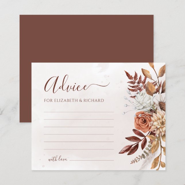 Cartes de conseils de mariage en terre cuite pour  (Devant / Derrière)