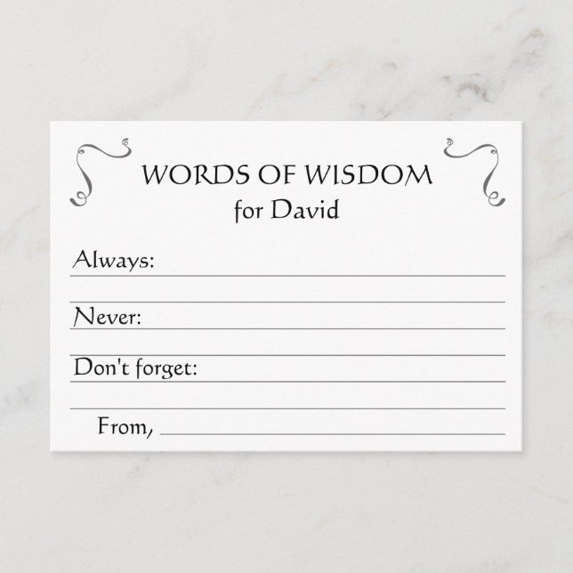 Cartes de conseils de remise de diplôme Words of W (Devant)