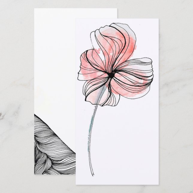 Cartes de conseils - Fleur délicate avec des ligne (Devant / Derrière)
