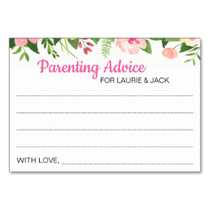 Cartes de conseils parentales de Baby shower rose