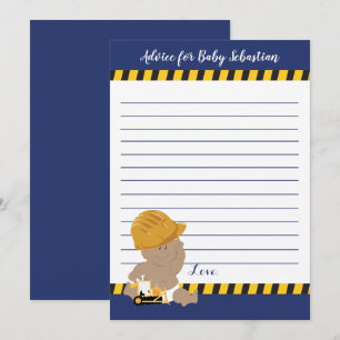 Cartes de conseils pour Baby Shower Construction G