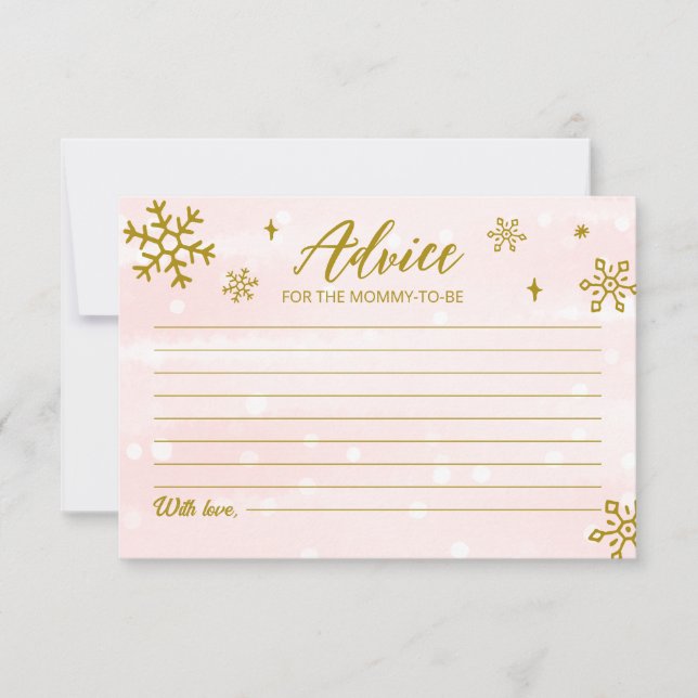 Cartes de conseils pour Baby Shower Fille Flocons  (Devant)