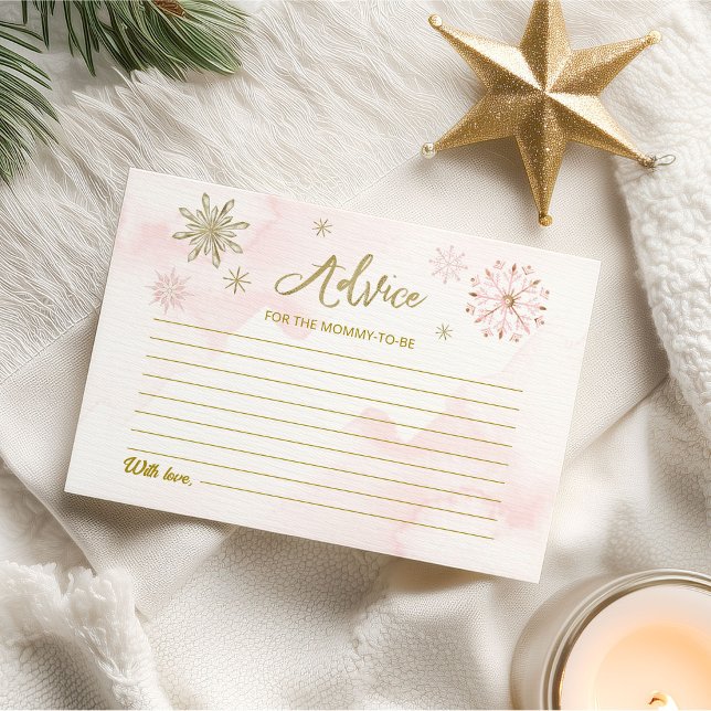 Cartes de conseils pour Baby Shower Fille Flocons  (Créateur téléchargé)