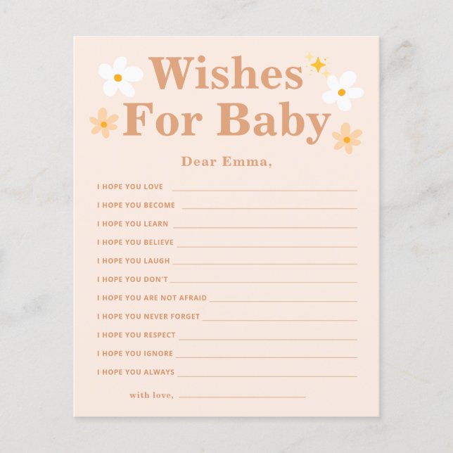 Cartes de conseils pour bébé souhaitées par Boho D (Devant)