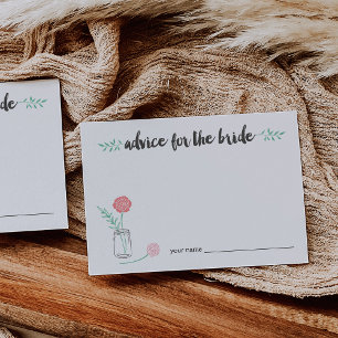 Cartes de conseils pour la mariée Pot Mason bota