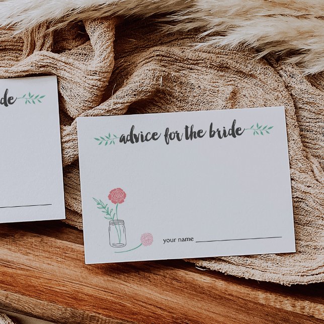 Cartes de conseils pour la mariée | Pot Mason Bota (Créateur téléchargé)