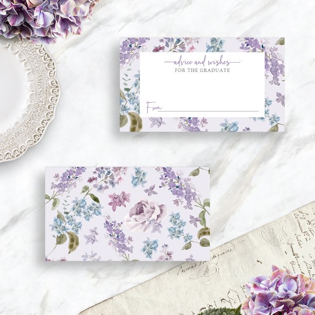 Cartes de conseils pour l'obtention d'un diplôme e (Purple  Lilac Graduation Advice Cards by Painted Paperie
)